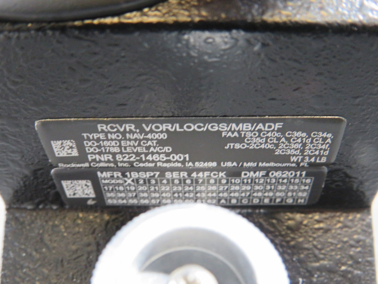 822-1465-001 Rockwell Collins NAV-4000 Vor-Loc-Gs-Mb-Adf Receiver