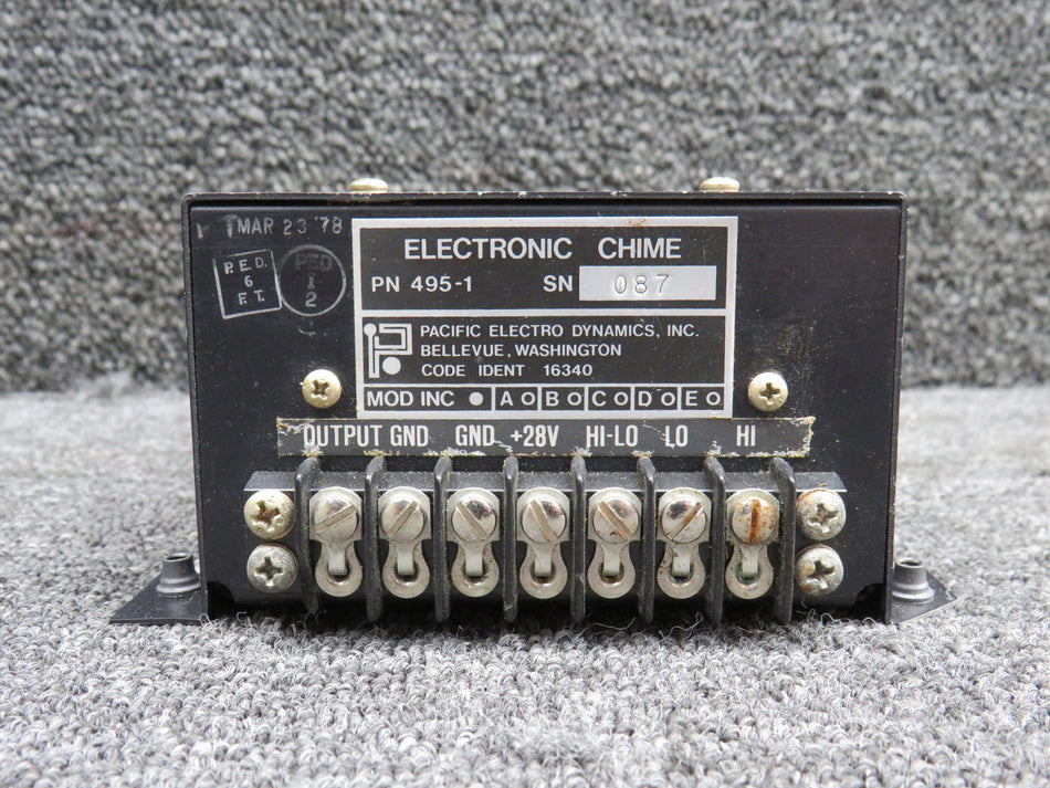 495-1 Pacific Electro Dynamics Electronic Chime (Volts: 28, Core)
