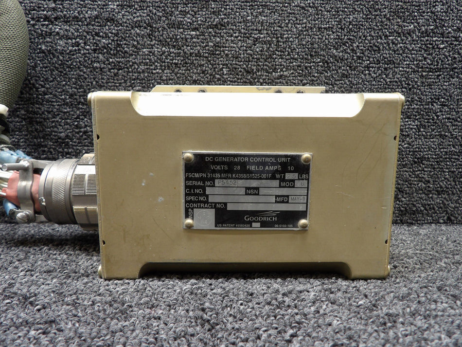 K4358-51525-001F (Alt: 31435) Goodrich DC Generator Control Unit with Mods