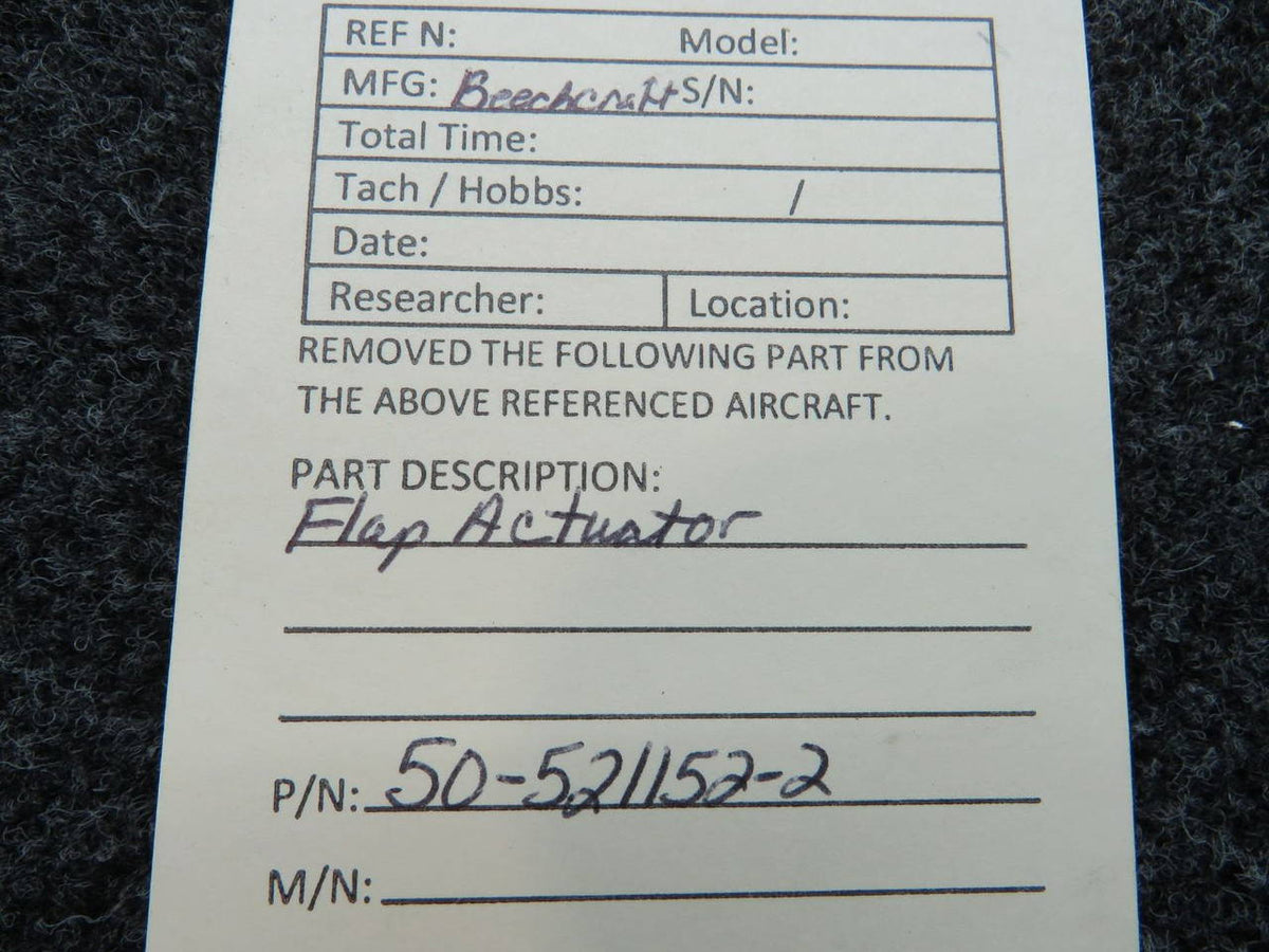 50-521152-2 Beechcraft Flap Actuator Assembly RH (Minus Cable) BAS Part Sales | Airplane Parts