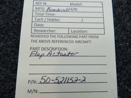 50-521152-2 Beechcraft Flap Actuator Assembly RH (Minus Cable) BAS Part Sales | Airplane Parts