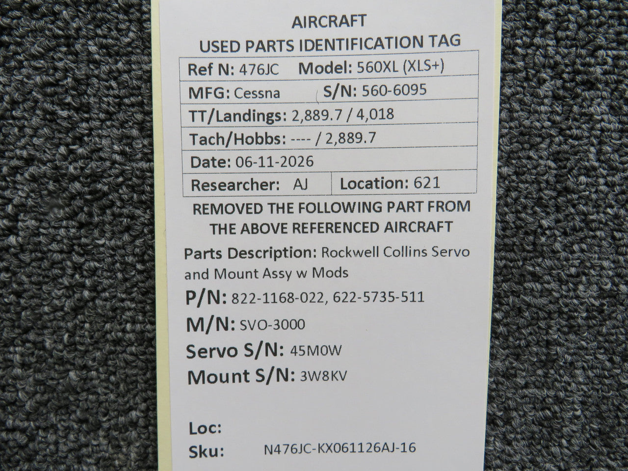 822-1168-022, 622-5735-511 Rockwell Collins SVO-3000 Servo and