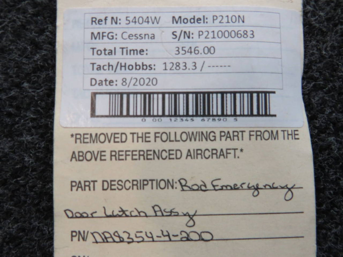 NAS354-4-200 Cessna P210N Rod Emergency Door Latch Assembly BAS Part Sales | Airplane Parts