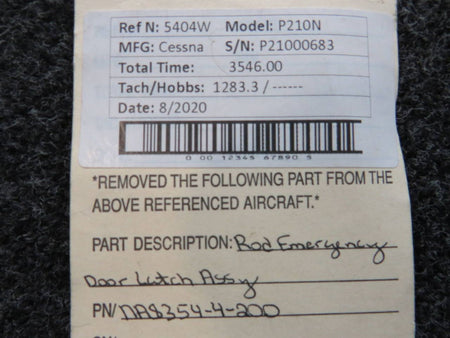 NAS354-4-200 Cessna P210N Rod Emergency Door Latch Assembly BAS Part Sales | Airplane Parts