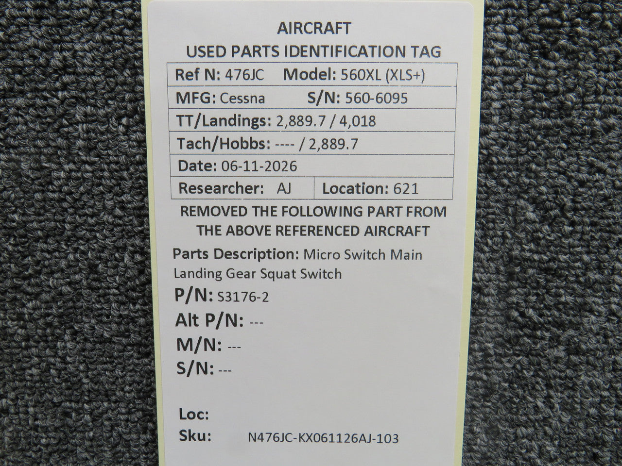 S3176-2 Micro Switch Main Landing Gear Squat Switch – BAS Part Sales