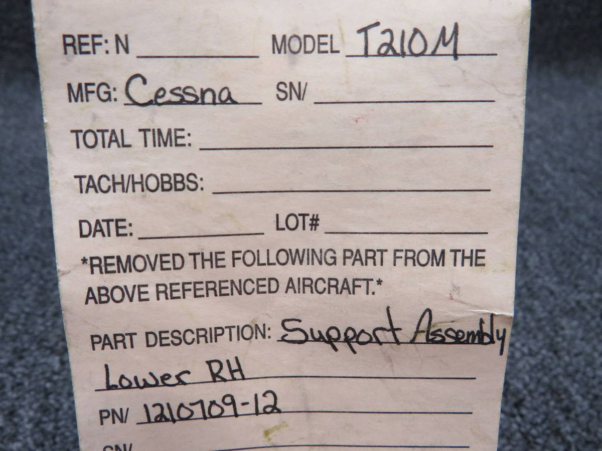 1210709-12 Cessna T210M Support Assembly Lower RH BAS Part Sales | Airplane Parts