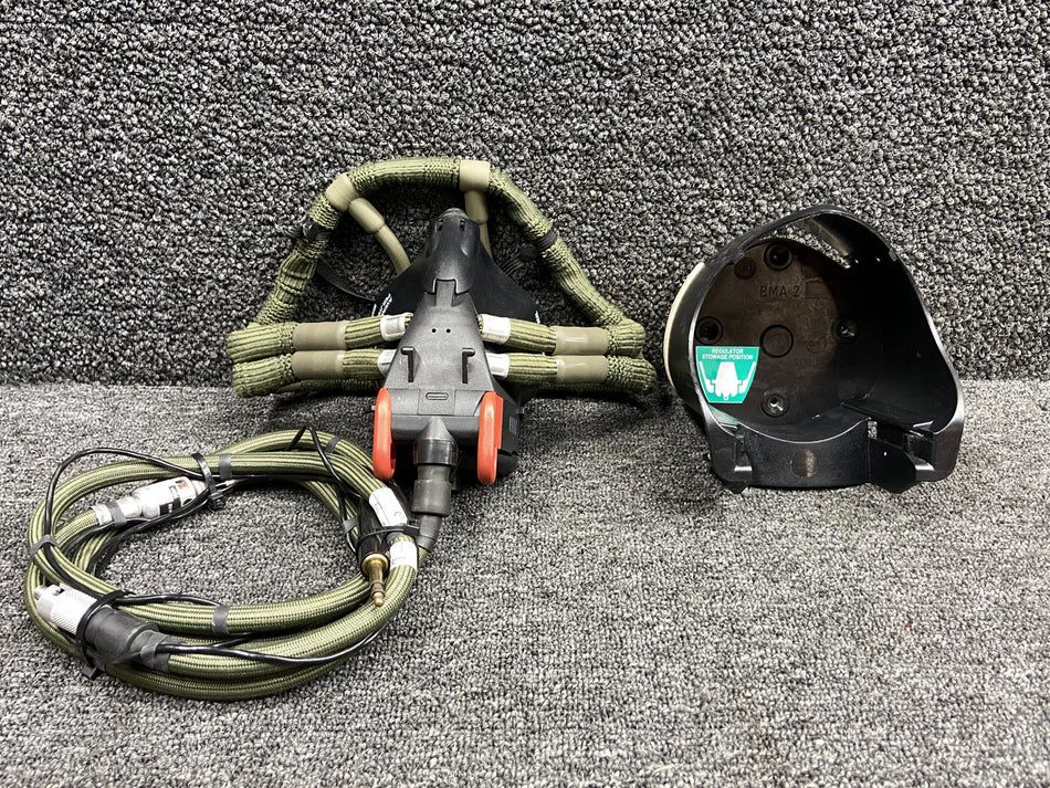 MRA005 Intertechnique Oxygen Mask Assembly w radio line, flow valve & dock