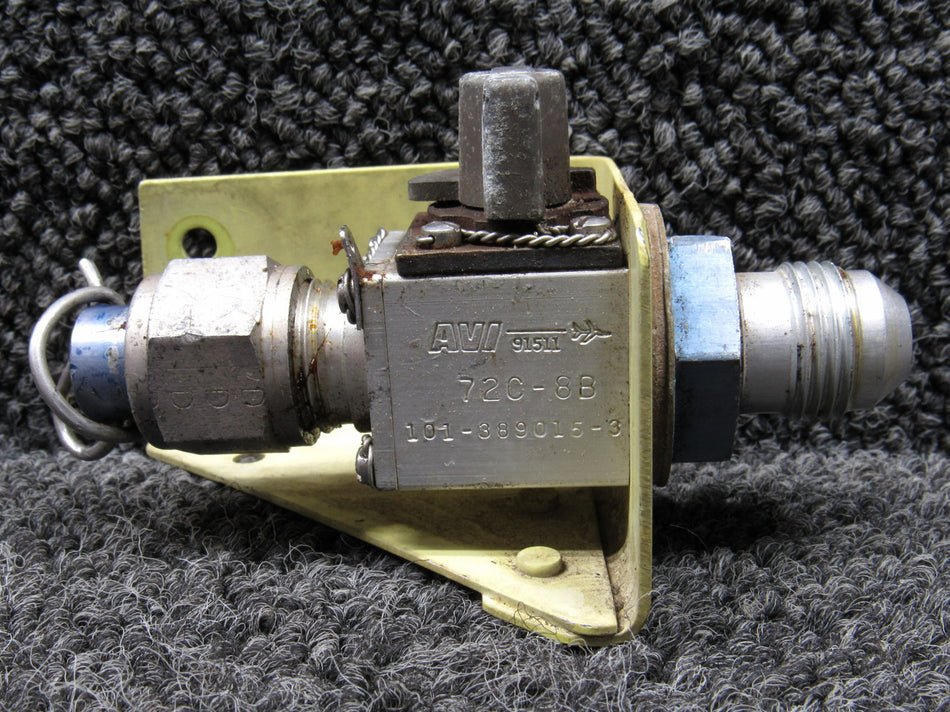72C-8B (Alt: 101-389015-3) AVI Beechcraft Shut Off Valve with Bracket