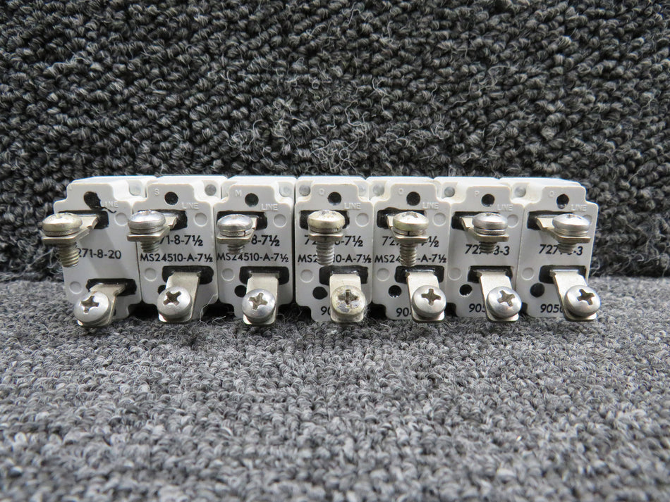 7271-8-3, 7271-8-7.5, 7271-8-20 Klixon Push to Reset Circuit Breaker Set