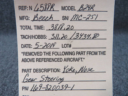 169-820039-1 Beech B24R Yoke Nose Gear Steering BAS Part Sales | Airplane Parts