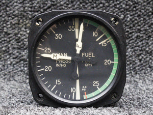 21-1000-8 Aircraft Instrument Dual Manifold Pressure, Fuel Flow Indicator