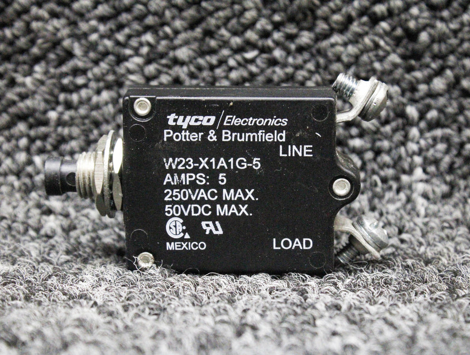 W23-X1A1G-5 Tyco Electronics, Potter and Brumfield Push Breaker (Amps: 5)