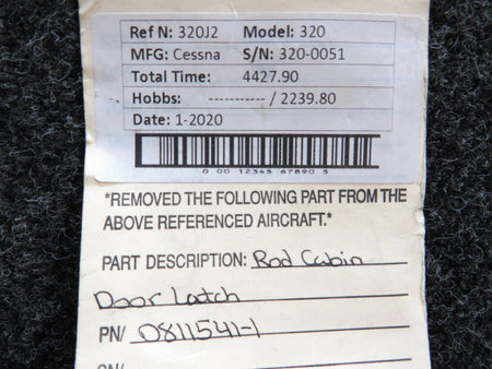 0811541-1 Cessna 320 Cabin Door Latch Rod BAS Part Sales | Airplane Parts