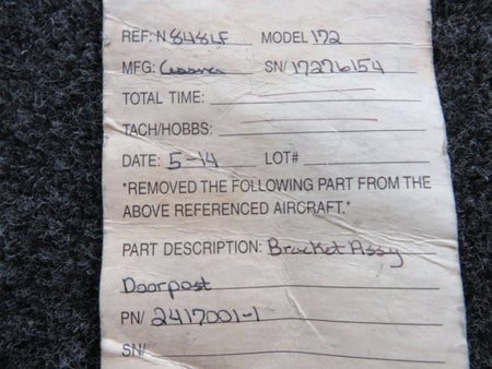 2417001-1 Cessna 172 Door Post Bracket Assembly LH BAS Part Sales | Airplane Parts