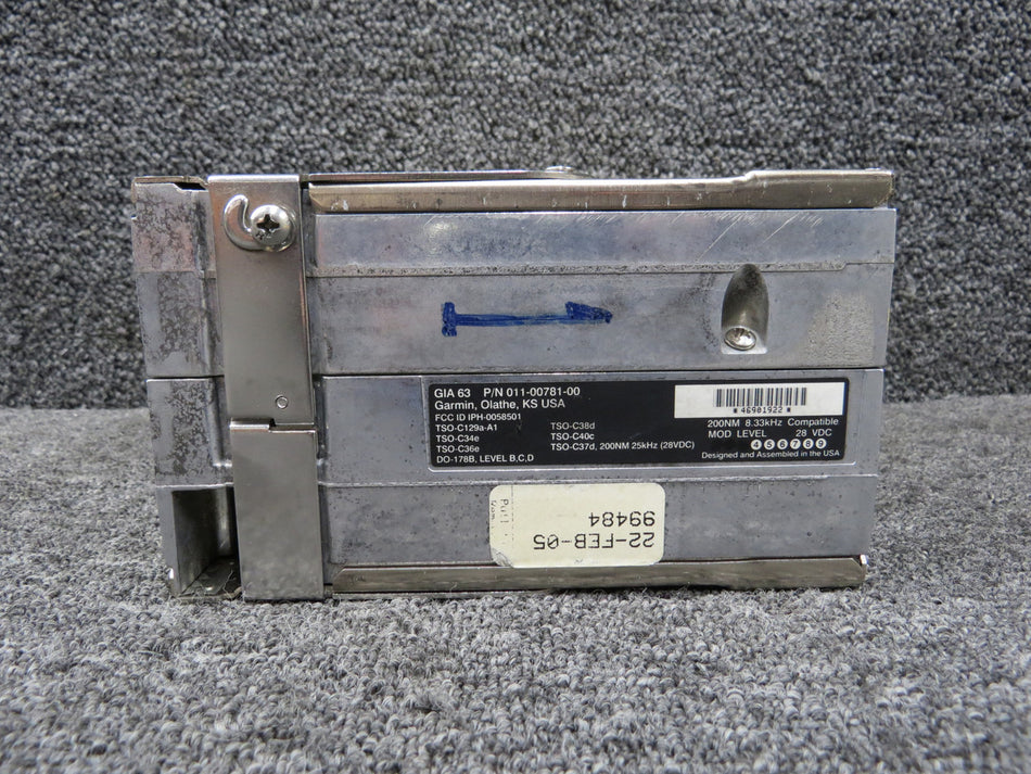 011-00781-00 Garmin GIA-63 Integrated Avionics Unit with Mods & Tray (28V)