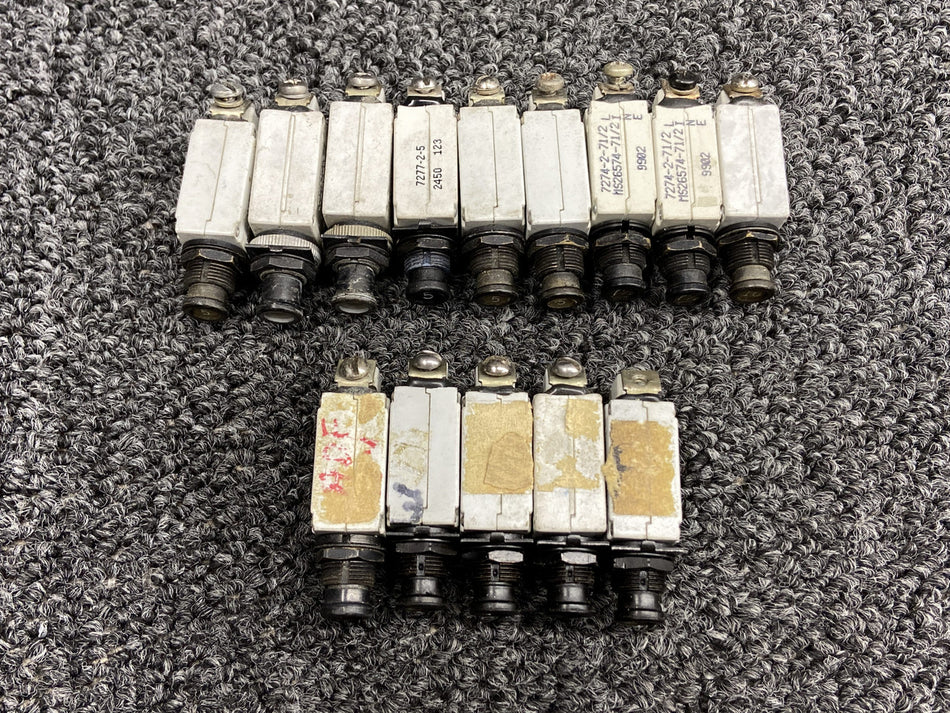 7277-2, 7274-2 Klixon Press To Reset Circuit Breaker Set (Various Amps)