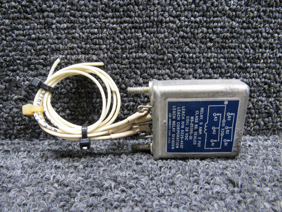9229-4457 (Alt: MS-25395-DI) Leach Corporation Sealed Relay (Volts: 28, Amps: 5)