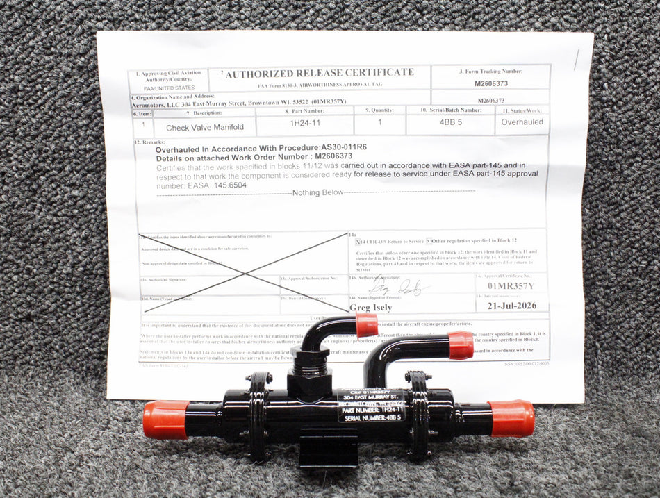 1H24-11 Airborne Vacuum Manifold Overhauled with 8130-3
