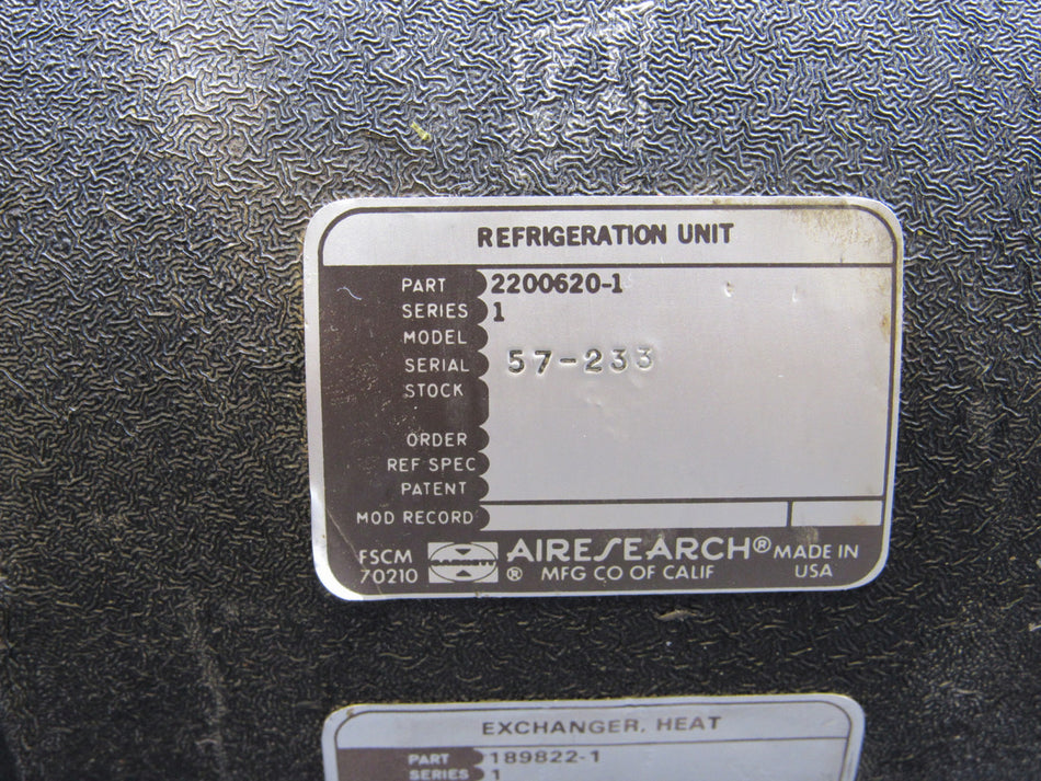 204755-4-6, 2200620-1 Airesearch Series 1 Cooling Turbine w Refrigeration Unit