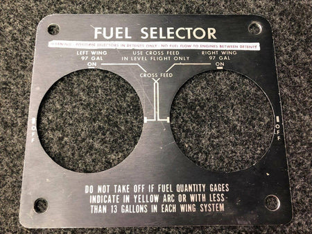 58-920056-5 Beech B58 Placard Fuel Selector 194 Gallon System BAS Part Sales | Airplane Parts