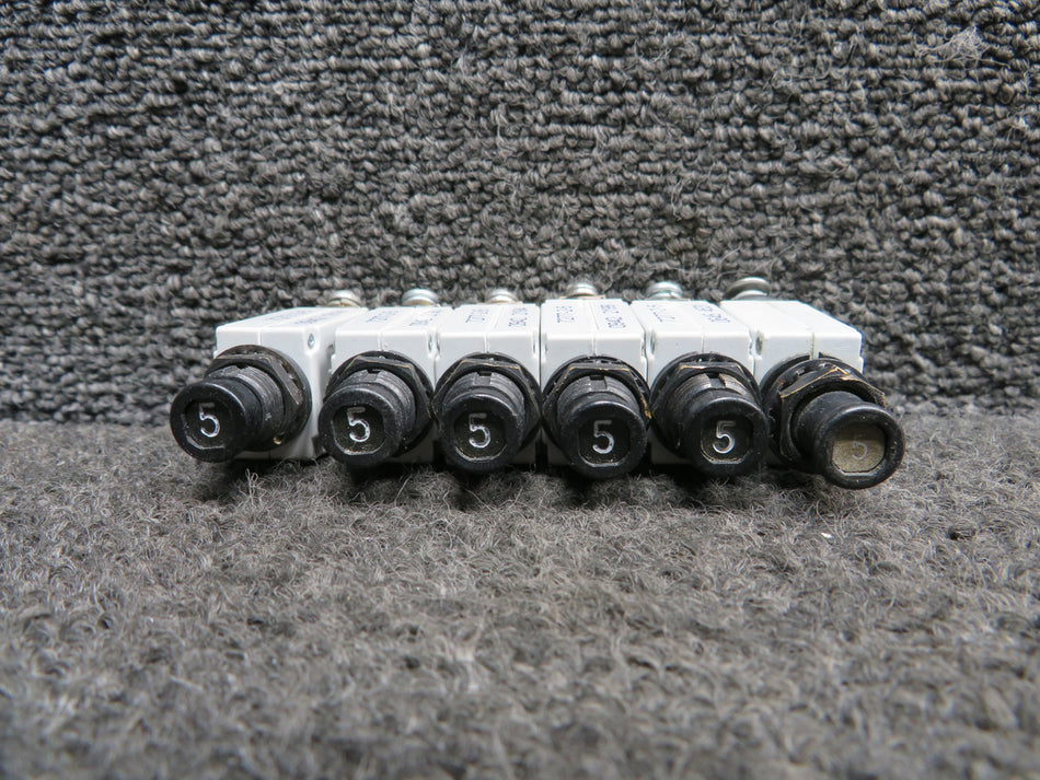 7277-2-5, 7277-5-5 Klixon Push Circuit Breaker Set of 6 (Amps: 5)