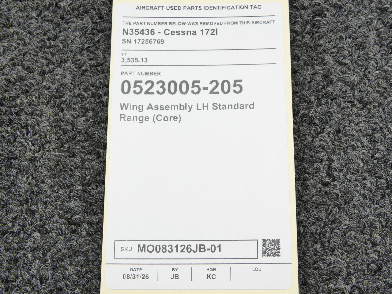 0523005-205 Cessna 172I Wing Assembly LH Standard Range (Core
