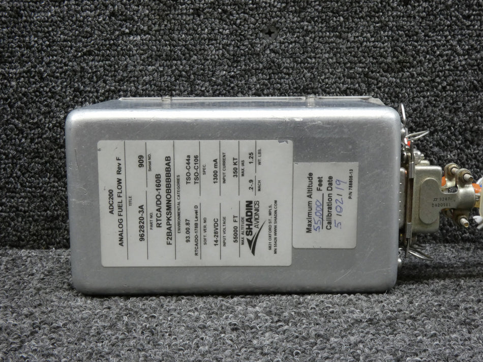 962820-3A Shadin Avionics ADC200 Analog Fuel Flow (Volts: 18-28, Amps: 1300)