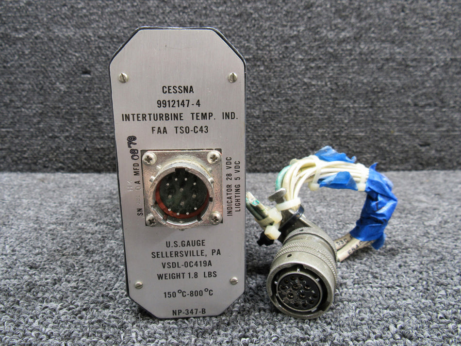 VSDL-0C419A (Alt: 9912147-4) U.S. Gauge Interturbine Temperature Indicator (28V)