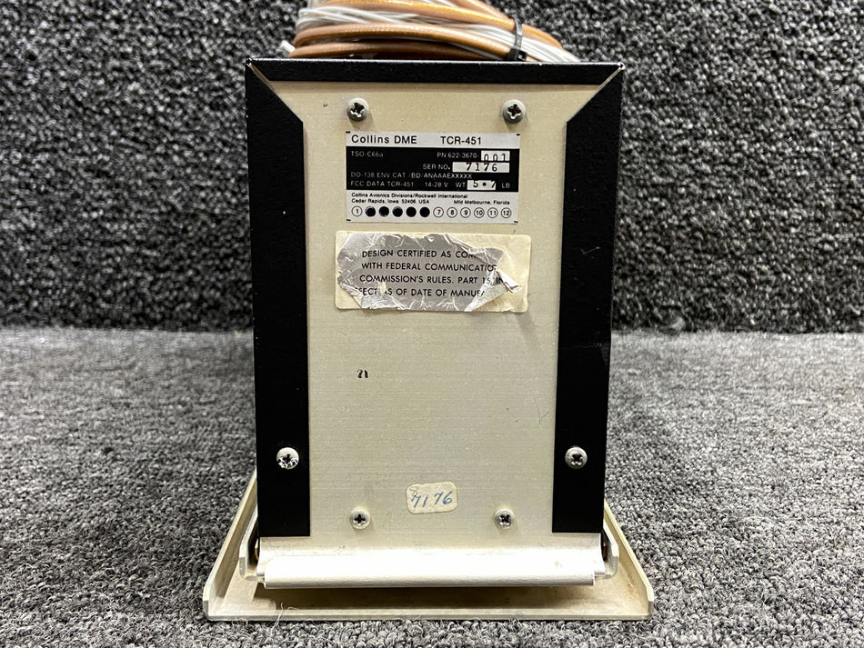 622-3670-001 Collins TCR-451 DME Receiver Unit w Mods (14-28V)