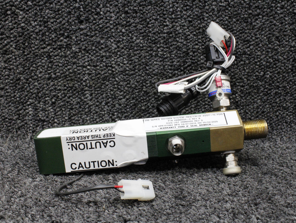 099N0025-2 Cirrus SR22T 099 Series Oxygen Regulator Valve Assembly