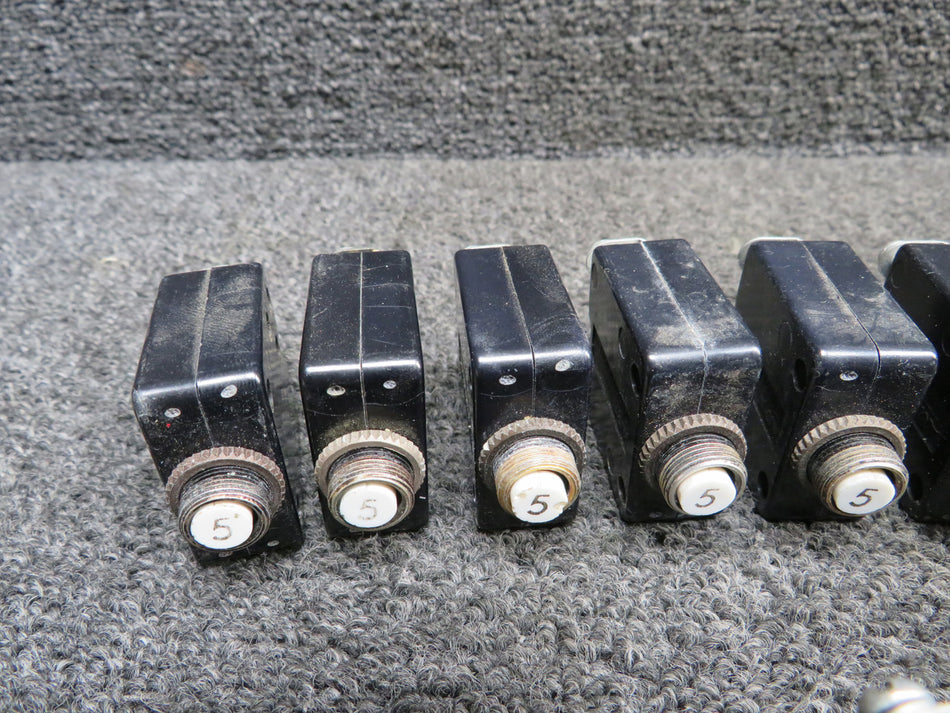 W58X-1008-5 Potter & Brumfield Push Circuit Breaker Set of 14