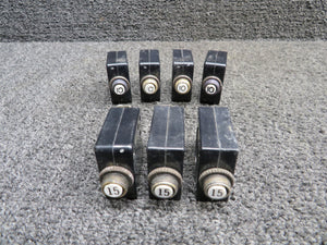W58X-1008-10, W58X-1008-15 Potter & Brumfield Push Circuit Breaker Set of 8