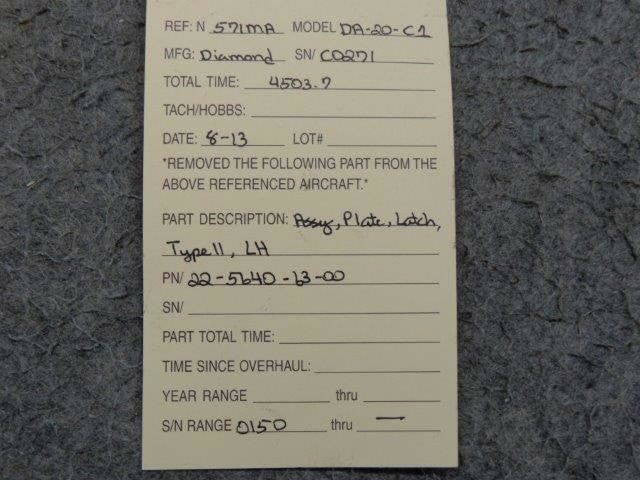 22-5640-63-00 Diamond DA-20-C1 Latch Plate Assy Left Hand | BAS Part Sales