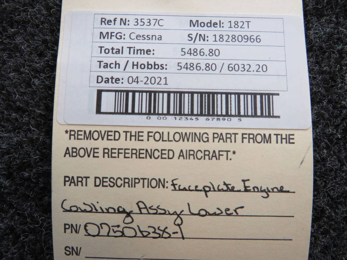 0750638-1 Cessna 182T Faceplate Assembly BAS Part Sales | Airplane Parts