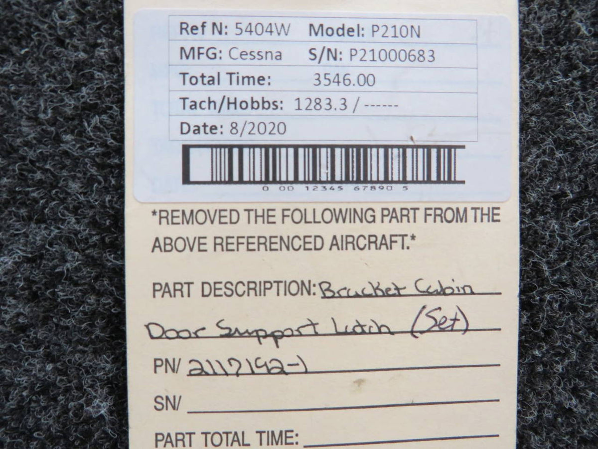 2117192-1 Cessna P210N Cabin Door Support Latch Bracket Set BAS Part Sales | Airplane Parts
