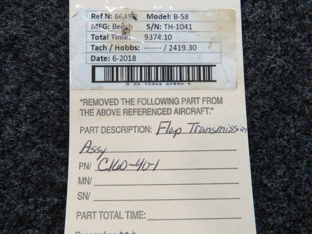 C160-40-1 Beech B58 Flap Transmission Assembly BAS Part Sales | Airplane Parts