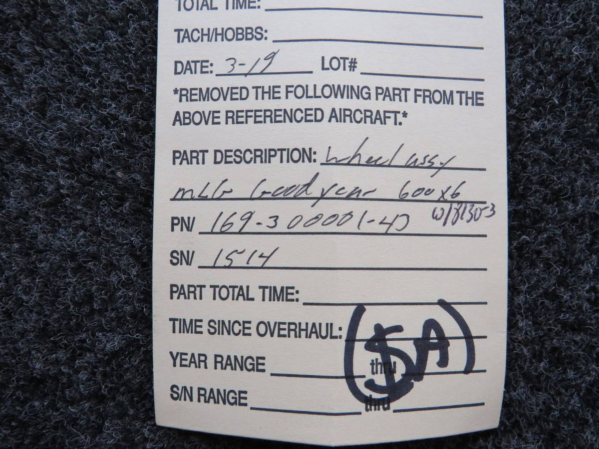 169-300001-43 Goodyear Wheel Assy Main Gear W/ 8130-3 (SA) BAS Part Sales | Airplane Parts