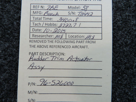 96-526000 Beech 58 Rudder Trim Tab Actuator Assembly BAS Part Sales | Airplane Parts