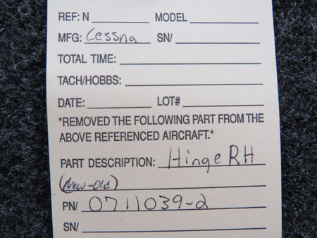 0711039-2 Cessna Hinge Assembly RH (NEW OLD STOCK) BAS Part Sales | Airplane Parts