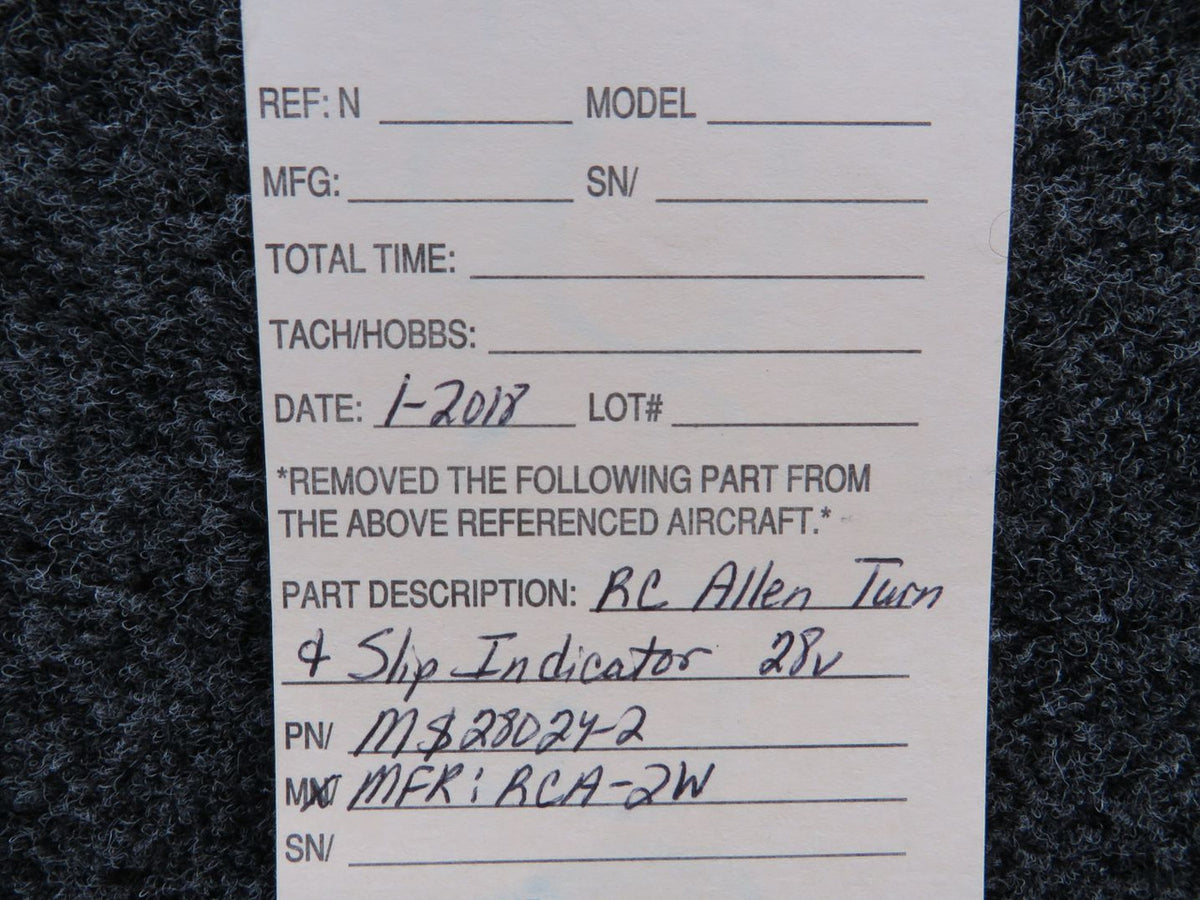 MS28024-2 (MPN: RCA-2W) RC Allen Turn & Slip Indicator (Volts: 28) BAS Part Sales | Airplane Parts