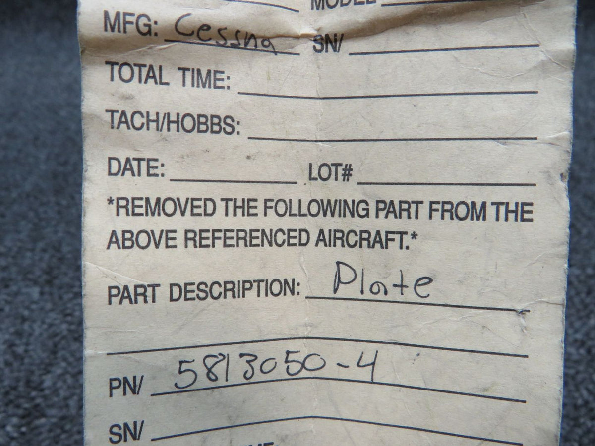 5813050-4 Cessna Plate (NEW OLD STOCK) BAS Part Sales | Airplane Parts