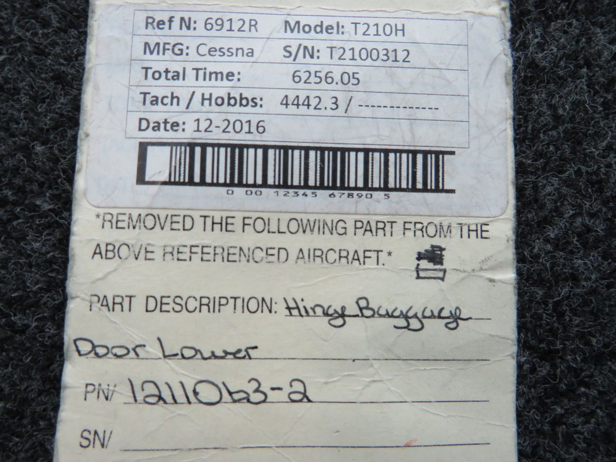1211063-2 Cessna T210H Hinge Baggage Door Lower BAS Part Sales | Airplane Parts