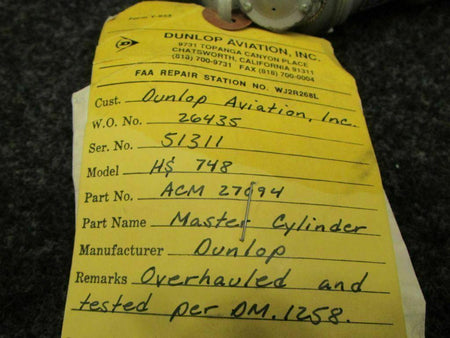 Dunlop ACM27094 Dunlop Master Cylinder W/ Serviceable Tag SA