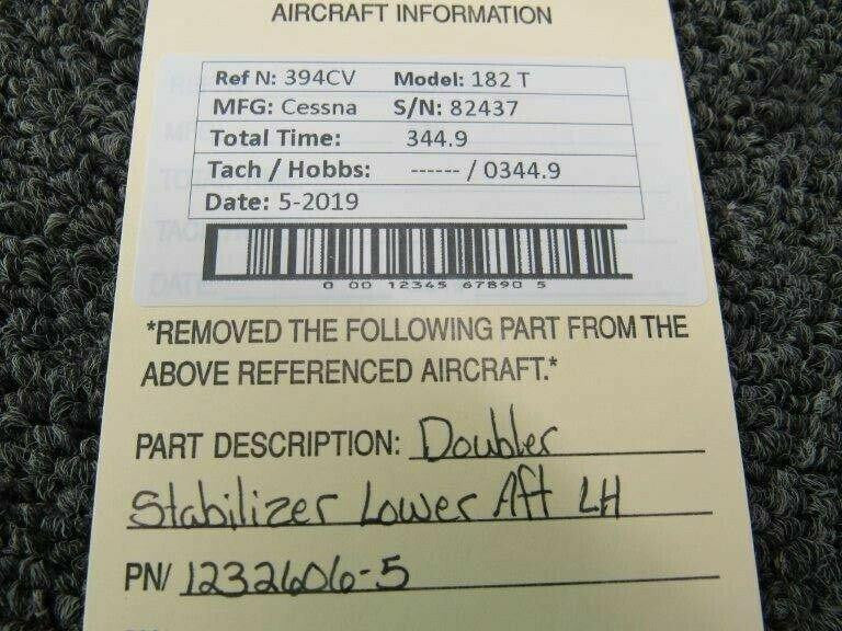 1232606-5 Cessna 182T Doubler Stabilizer Lower Aft LH BAS Part Sales | Airplane Parts