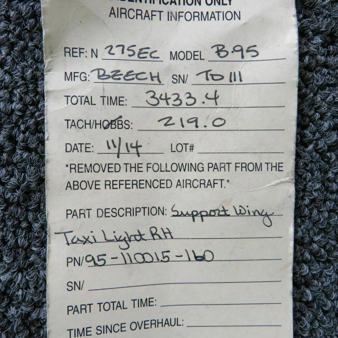 Beechcraft 95-110015-160 Beech B95 Support Wing Taxi Light RH