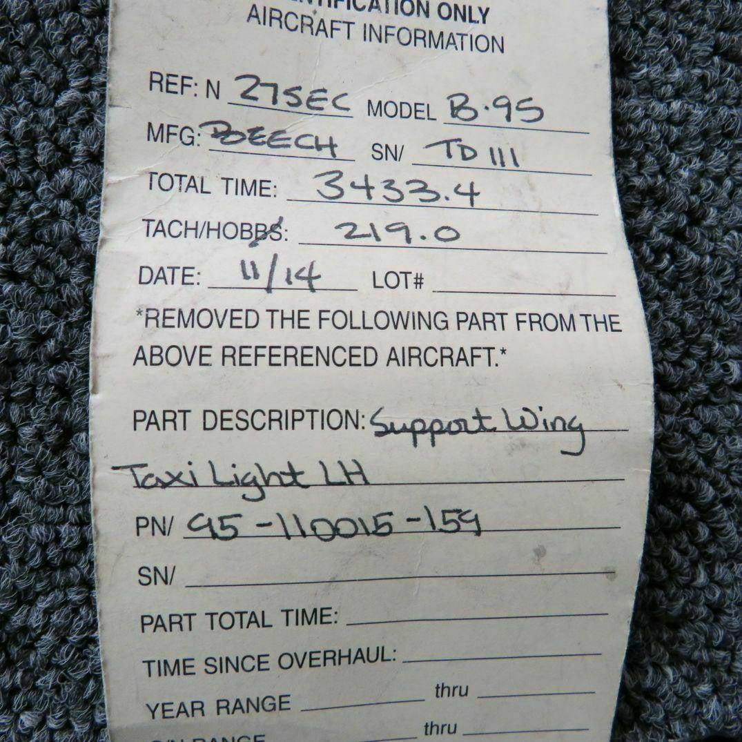 Beechcraft 95-110015-159 Beech B95 Support Wing Taxi Light LH