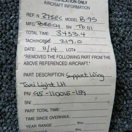 Beechcraft 95-110015-159 Beech B95 Support Wing Taxi Light LH