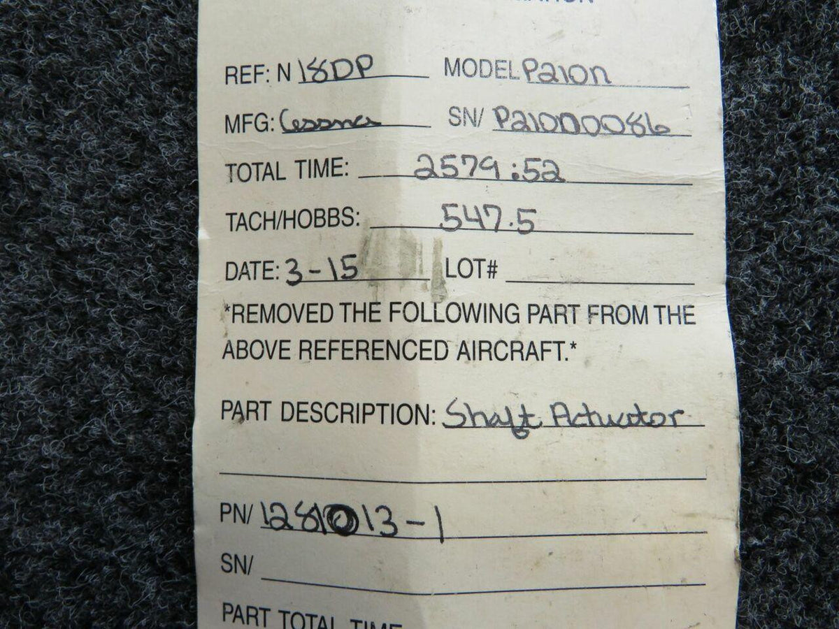 Cessna 1281013-1 Cessna T210N Main Gear Actuator Shaft