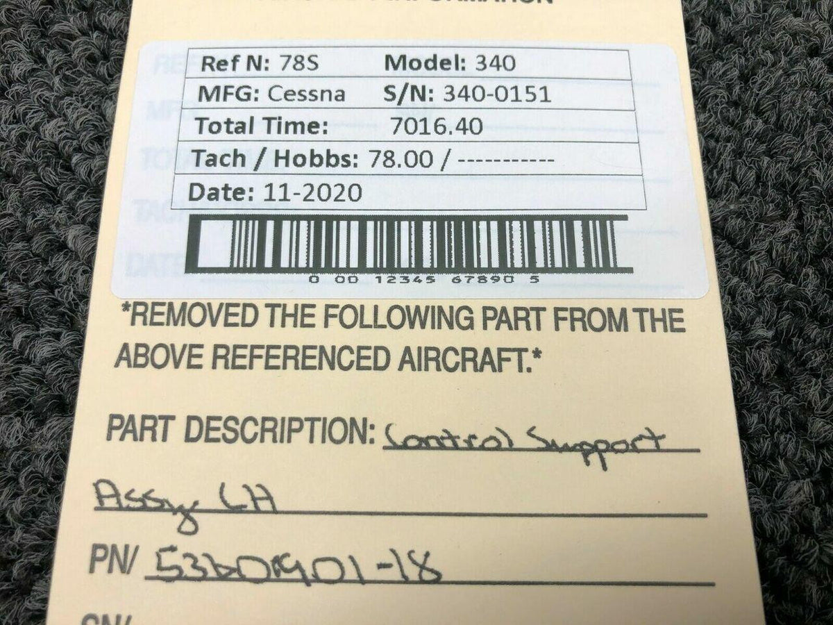 5360901-18 Cessna 340 Control Support Assy LH BAS Part Sales | Airplane Parts