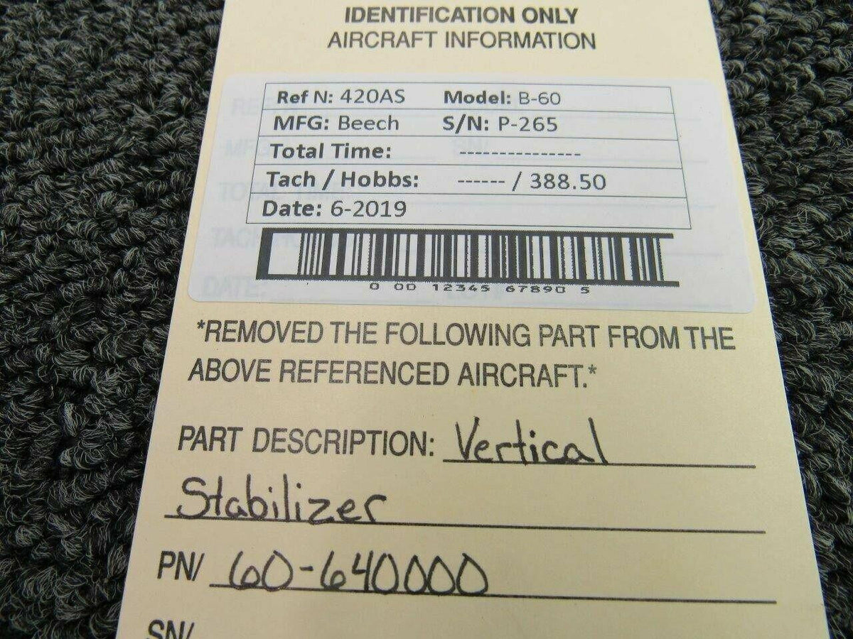 Beechcraft 60-640000 Beech B60 Vertical Stabilizer